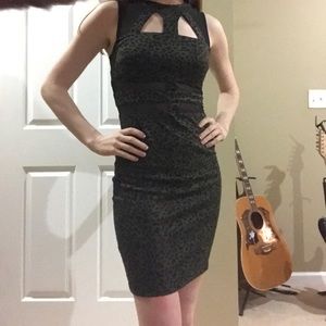 Mustard Seed Green and Black Cocktail Dress